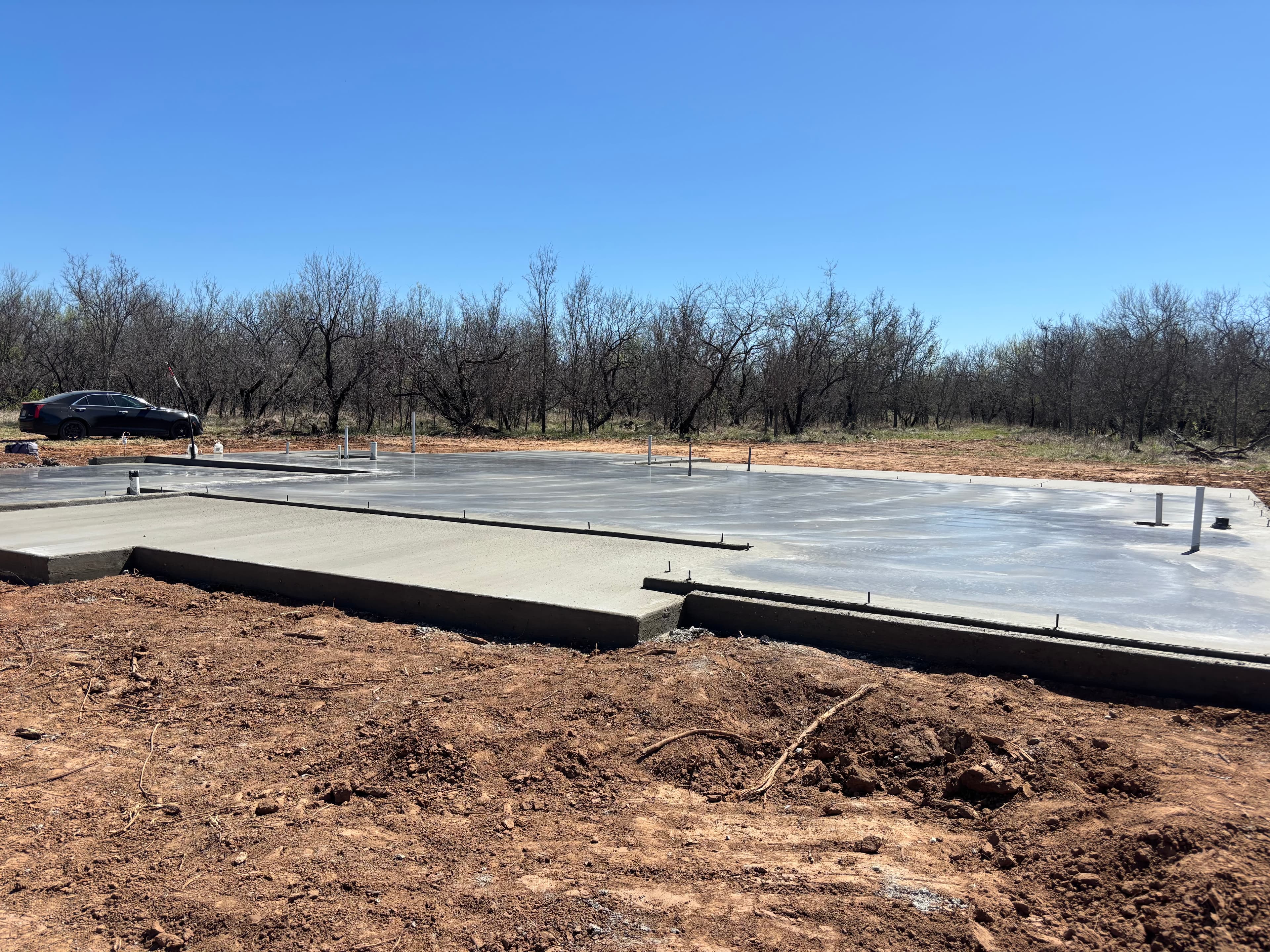 New home concrete foundation poured in North Texas
